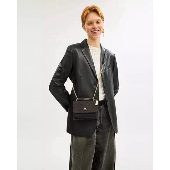 NWT Coach Mini Klare Crossbody Signature Canvas Bag CW206 Gold/Walnut/Black - Picture 9 of 10